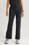 Zella Level Set Straight Leg Slit Hem Track Pants In Black