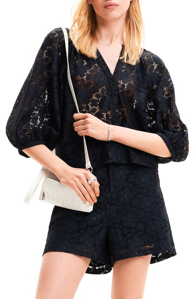 Desigual Blus Dharma Lace Top In Black