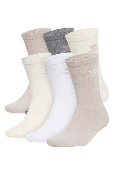 Adidas Originals Assorted 6-pack Originals Crew Socks In White/ Beige/ White