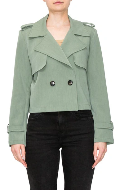 Melloday Crop Trench Blazer In Spring Olive