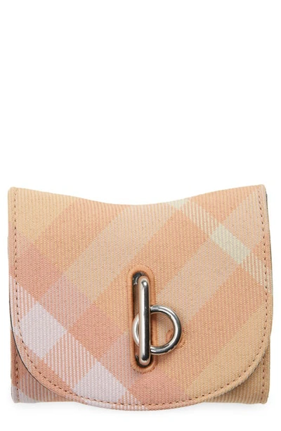 Burberry Rocking Horse Check Compact Wallet In Peach