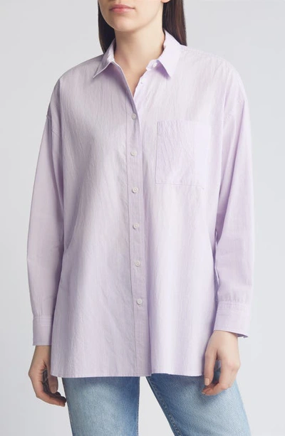 Madewell The Oversize Straight Hem Signature Poplin Shirt In Whisper Violet