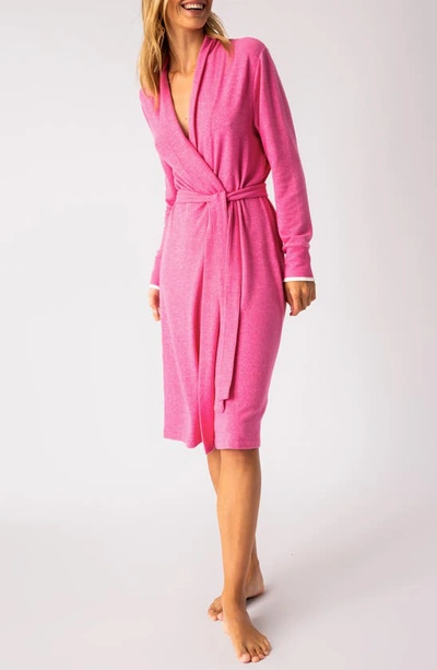 Pj Salvage Shawl Collar Knit Dressing Gown In Hot Pink