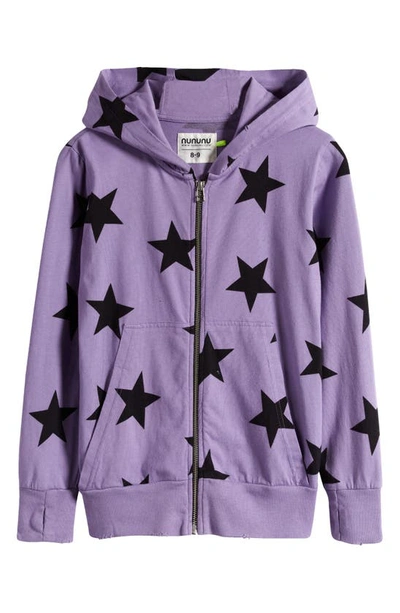 Nununu Kids' Star Light Zip Hoodie In Mauve Mist