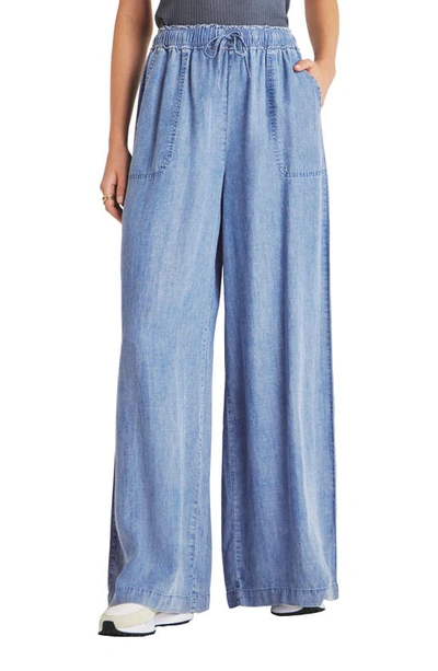 Splendid Evelina Wide Leg Chambray Pants In Indigo