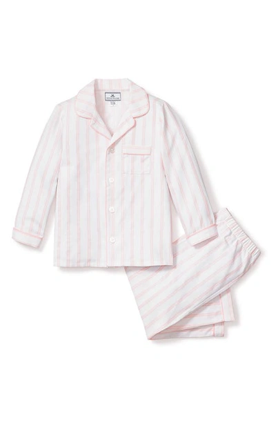 Petite Plume Kids' Pink Stripe Two-piece Pajamas In White