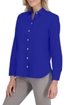 Foxcroft Meghan Linen Blend Button-up Shirt In Royal Blue