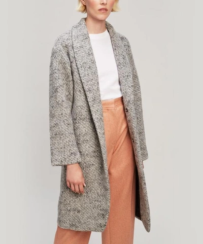 Pas De Calais Single Button Melange Wool Coat In Grey