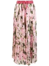 Dolce & Gabbana Floral Pleated Skirt In H2i1f Rose Rosa Fdo Nudo