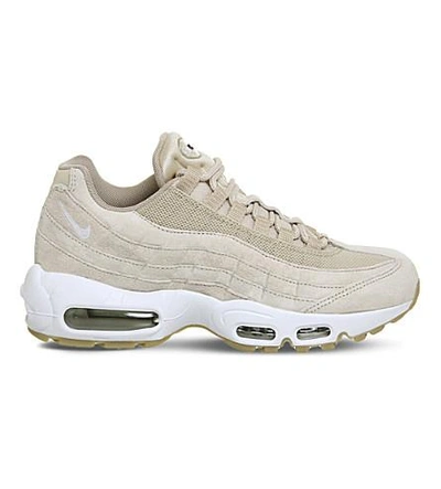 Nike Air Max 95 Suede And Mesh Trainers In Oatmeal White Suede