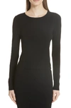 Vince Shrunken Long-sleeve Crewneck Top In Black