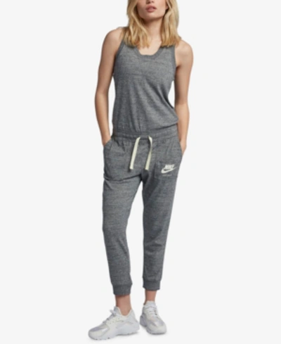 Nike Women's Sportswear Gym Vintage Romper, Grey In Carbon Heather