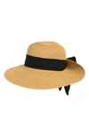 Nine West Ribbon Floppy Hat In Heather Tan