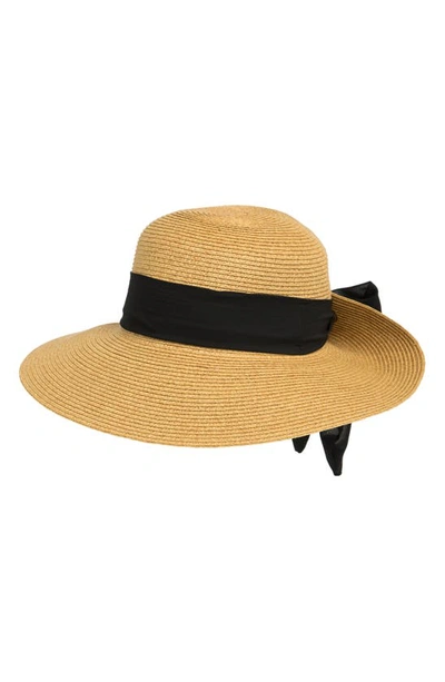 Nine West Ribbon Floppy Hat In Heather Tan