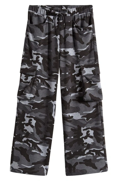 Good Luck Girl Kids' Camo Knit Cargo Trousers In Grey