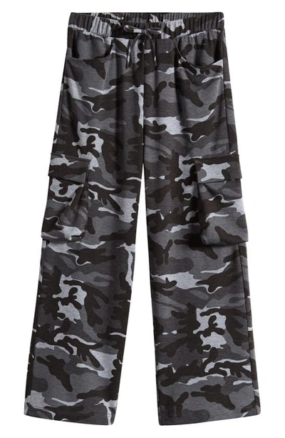 Good Luck Girl Kids' Camo Knit Cargo Pants In Grey