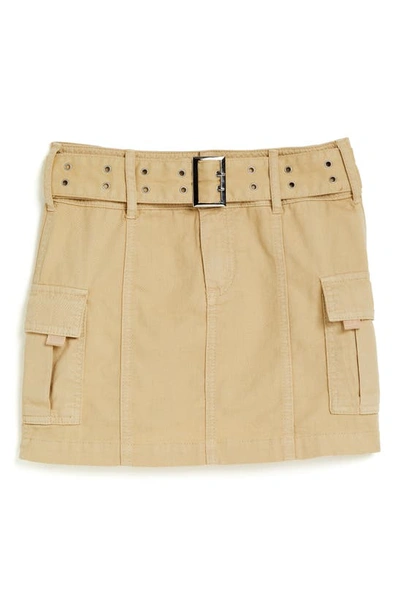 Tractr Kids' Belted Cotton Cargo Skirt In Safari