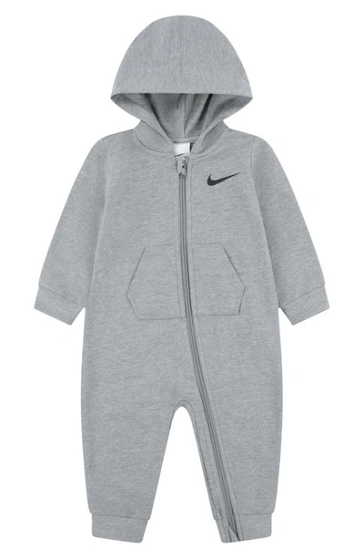 Nike Babies' Hooded French Terry Romper In Dark Grey Heather