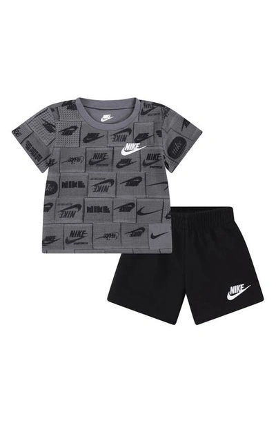 Nike Babies' Sportswear Club Graphic T-shirt & Sweat Shorts Set In Black