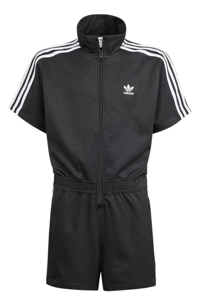 Adidas Originals Kids' 3-stripes Recycled Polyester Romper In Black