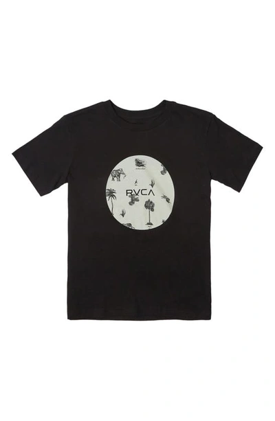 Rvca Kids' Motors Cotton Graphic T-shirt In Black