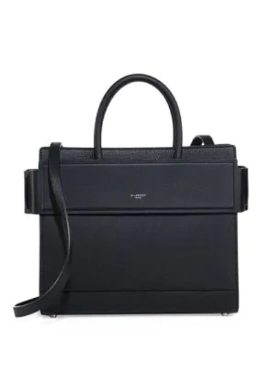 Givenchy Horizon Small Grained Leather Satchel In Black