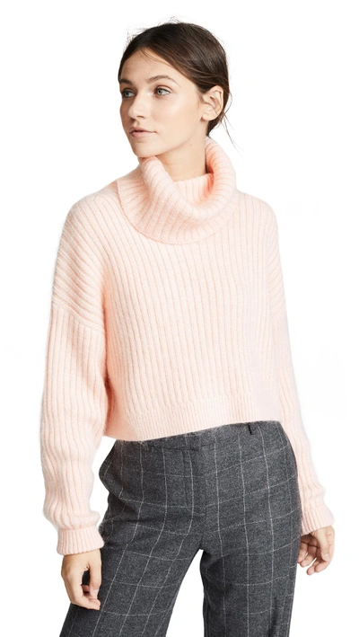 3.1 Phillip Lim Mohair Cropped Turtleneck In Blush