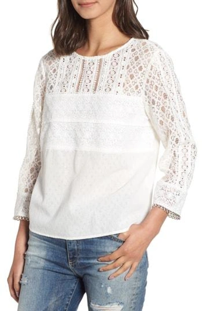Heartloom Shayla Lace Detail Cotton Eyelet Top In Eggshell