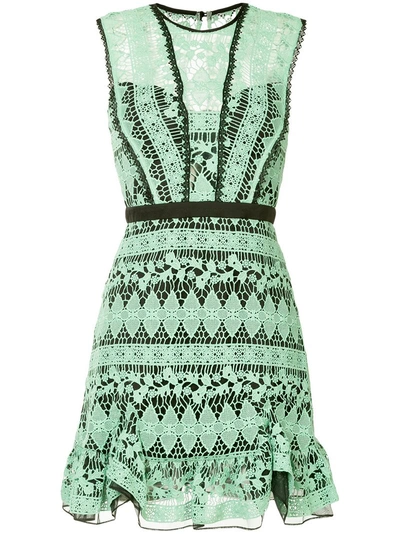 Three Floor Lace Mini Dress - Green