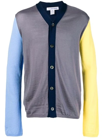 Comme Des Garçons Shirt Colour-block Fitted Cardigan - Grey In Grey Mix
