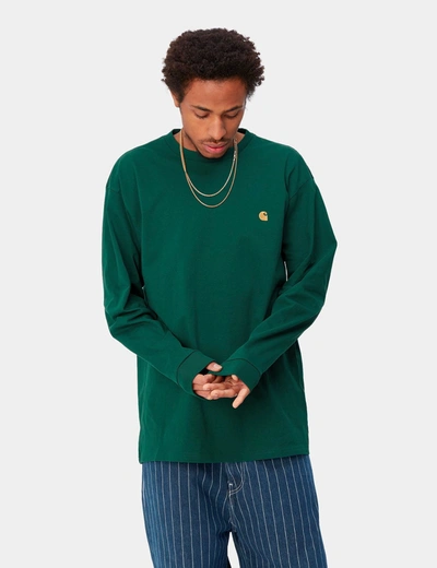 Carhartt -wip Long Sleeve Chase T-shirt (loose) In Green