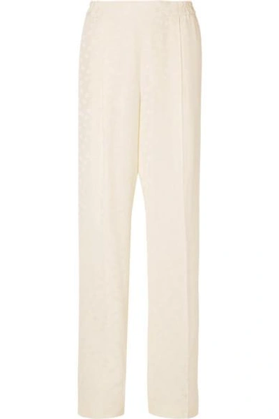 Stella Mccartney Floral-jacquard Wide-leg Pants In Ivory