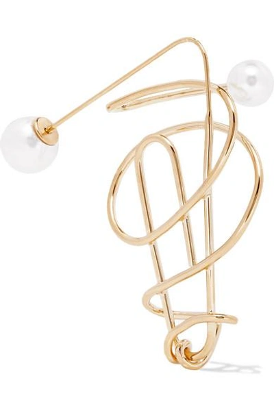 Hillier Bartley Gold-plated Faux Pearl Earring