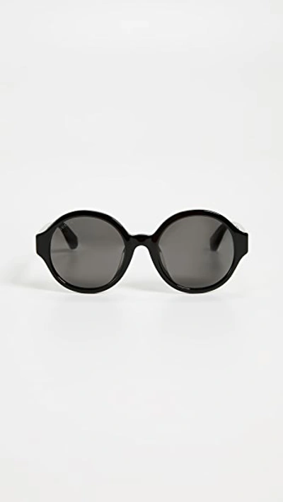 Gucci Round Striped-arm Sunglasses, Black