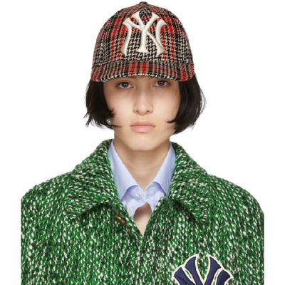 Gucci Ny Yankees Houndstooth Baseball Cap In 6800 Powder