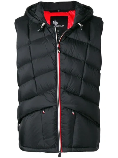 Moncler Gesteppte Daunenweste Mit Kapuze In Black