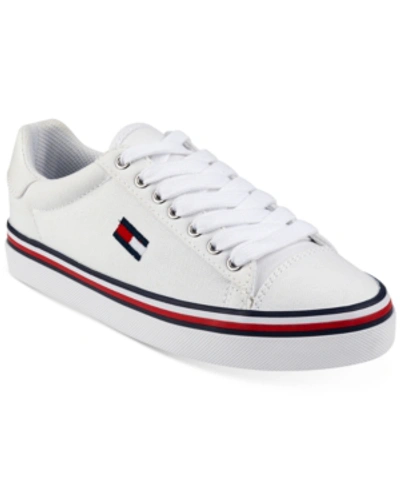Tommy Hilfiger Fressian Womens Canvas Cushioned Casual Shoes In White