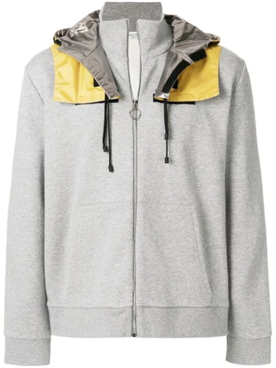 Valentino Detachable-hood Zip-up Cotton-blend Sweatshirt In Grey