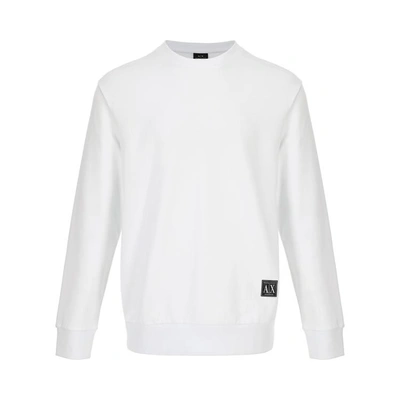 Armani Exchange 男士新潮极简贴布logo圆领卫衣 In White