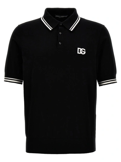 Dolce & Gabbana Logo Shirt Polo In Black
