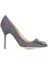 Manolo Blahnik Hangisi Jeweled Pointed Toe Pump In Midnight