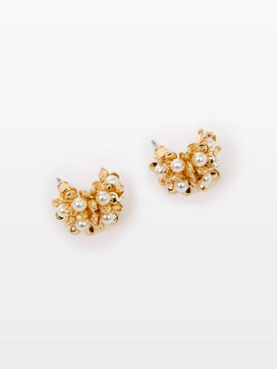 French Connection Pearl Floral Stud Earrings White/gold