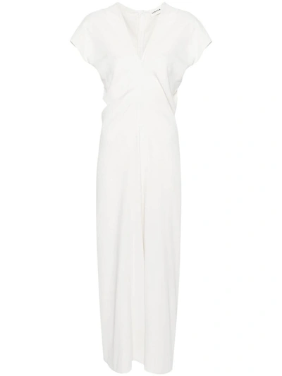 P.a.r.o.s.h Ruched Cady Midi Dress In White