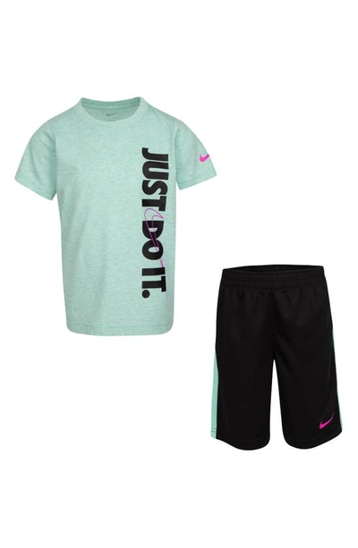 Nike Kids' 'just Do It' T-shirt & Shorts Set In Black