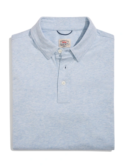 Faherty Movement&trade; Short-sleeve Polo Shirt In Cardiff Blue Heather