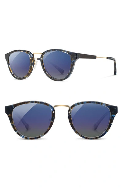 Shwood 'ainsworth' 49mm Polarized Sunglasses In Blue Nebula/ Gold/ Blue Flash