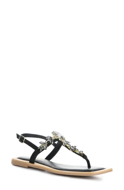 Bos. & Co. Otu Sandal In Black/ Smoke Suede/ Jewels