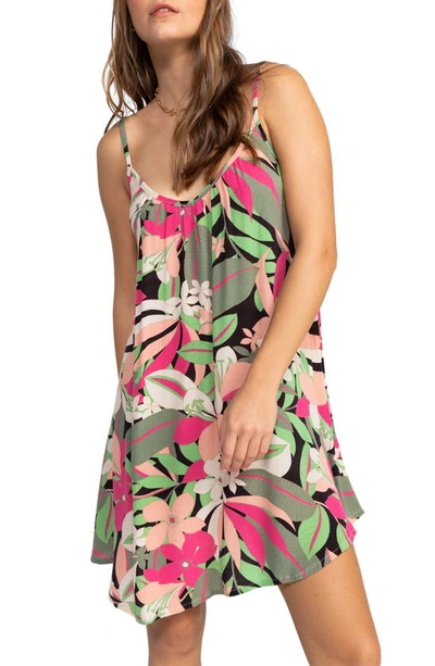 Roxy Spring Adventure Floral Cover-up Dress In Anthracite Palm Song