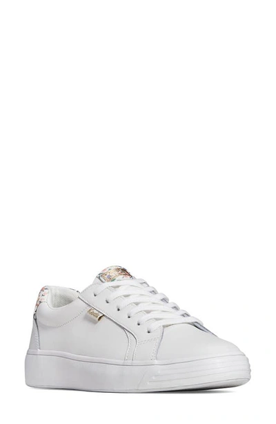 Keds X Rifle Paper Co. Platform Trainer In White Leather