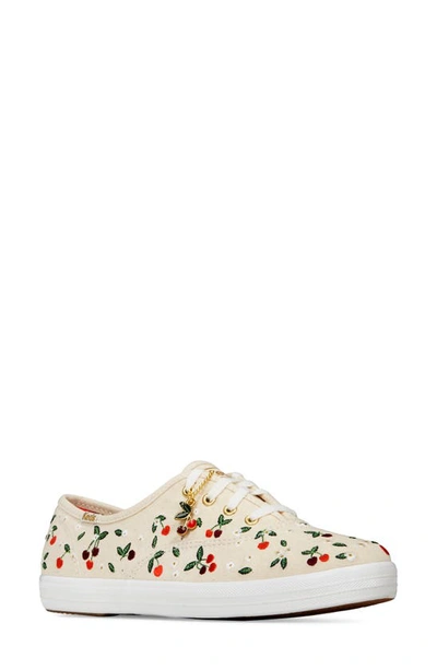 Keds X Rifle Paper Co. Cherries Champion Sneaker In Natural Textile